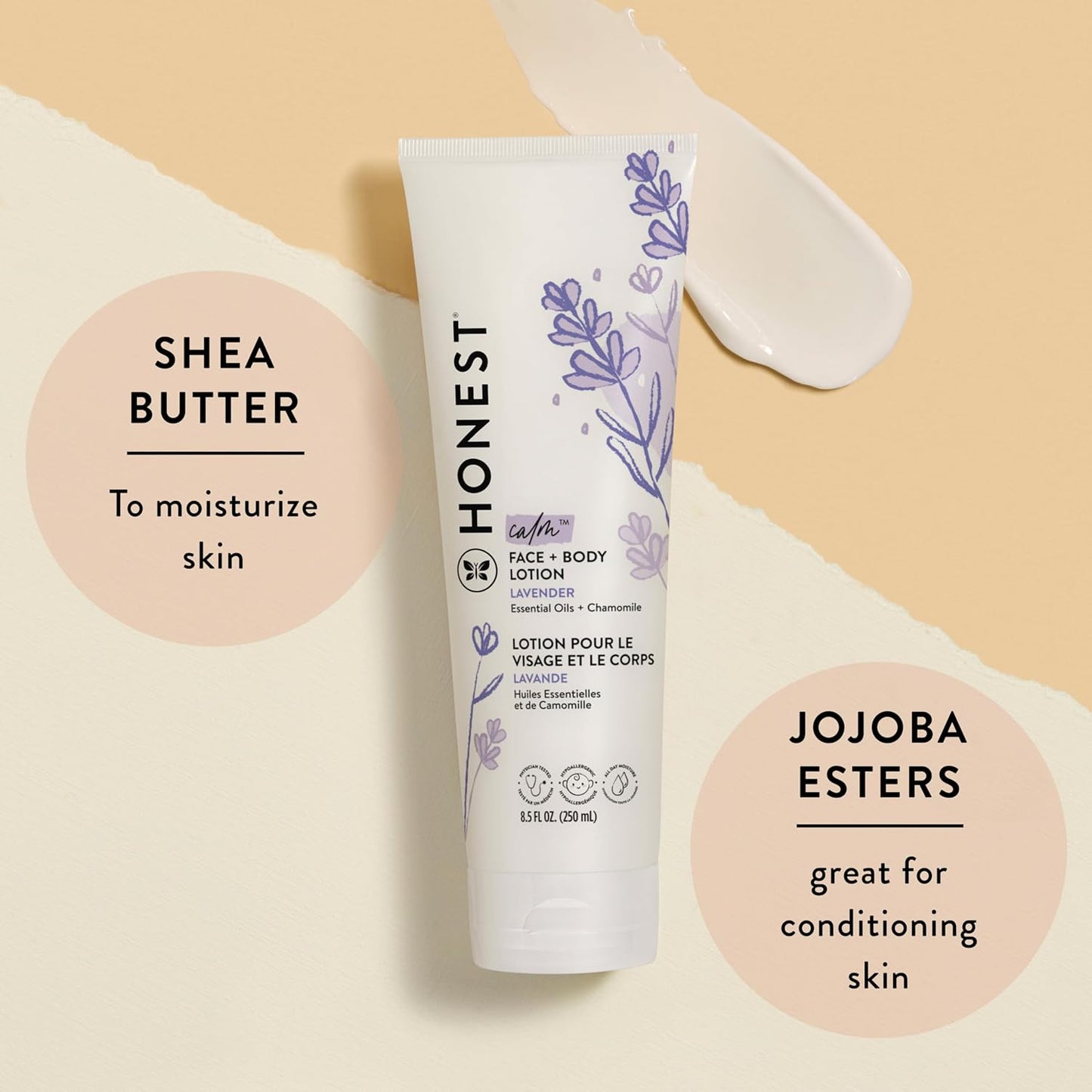 The Honest Company Hydrating Face Body Lotion Fast Absorbing Naturally Derived Hypoallergenic Lavender Calm 8.5 fl oz