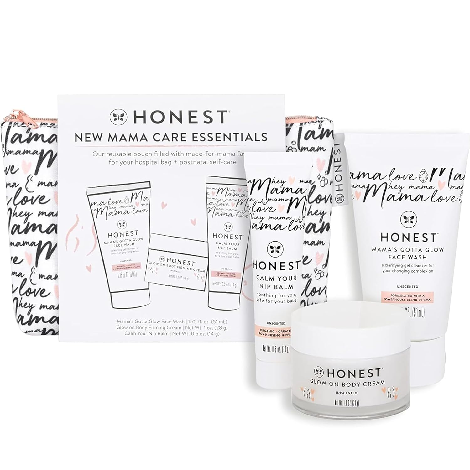 The Honest Company New Mama Care Essentials Gift Set with Reusable Pouch