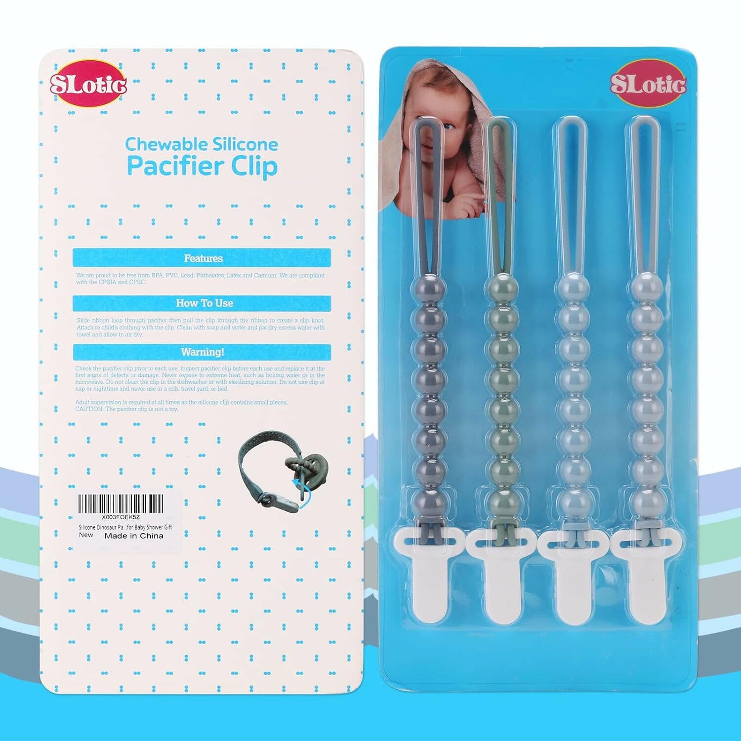 4-Pack Silicone Pacifier Clips