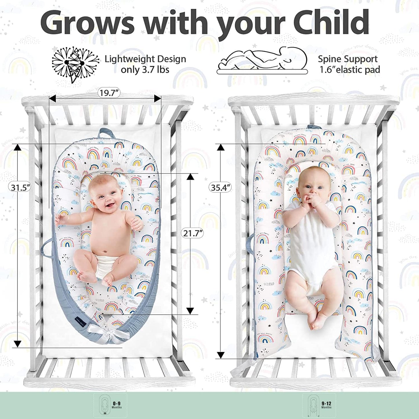 Little Story Soft Breathable Fiberfill Newborn Lounger Bed