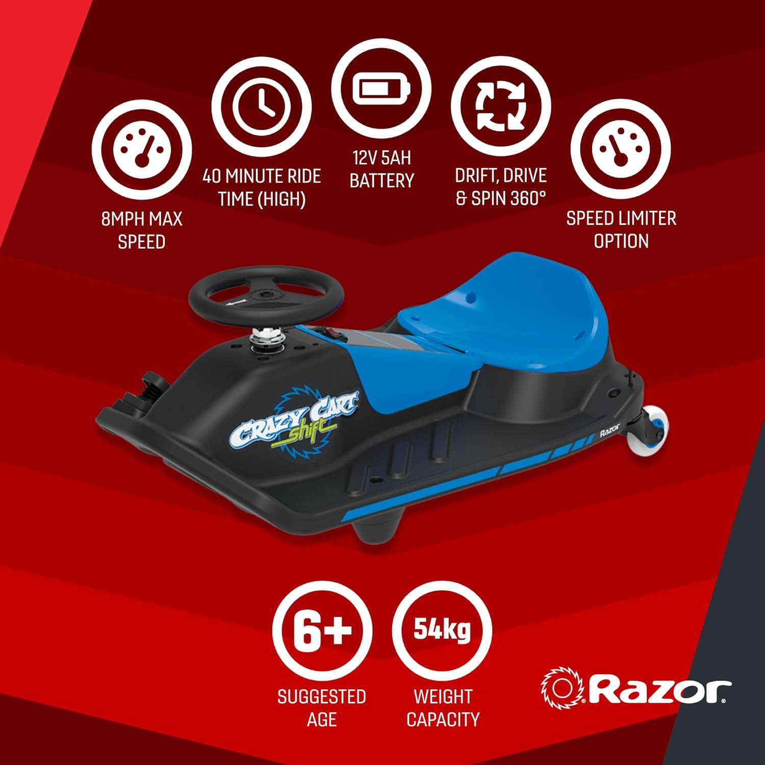 Razor Crazy Cart Shift (Blue,13Kmh)