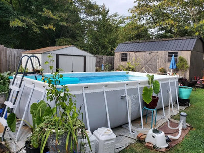 Intex Prism Frame Rectangular Pool Set With Ground Cloth, Cover Filter Pump & Safety Ladder (4.88mx2.44mx1.07m) With Free Intex Deluxe Baby Float Pool School