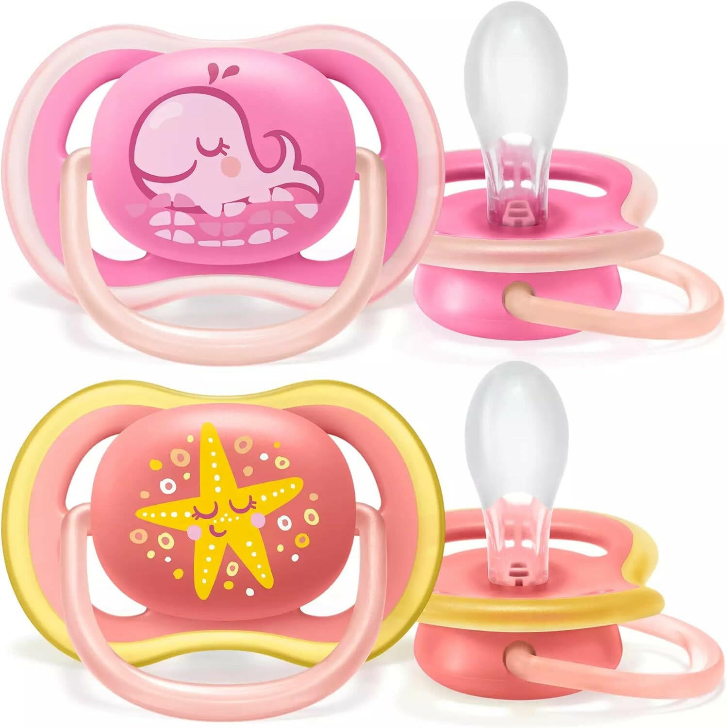 Philips Avent Ultra Air Free-flow Pacifier/Soother, 6-18 Months, Mixed, Deco, 2 Count