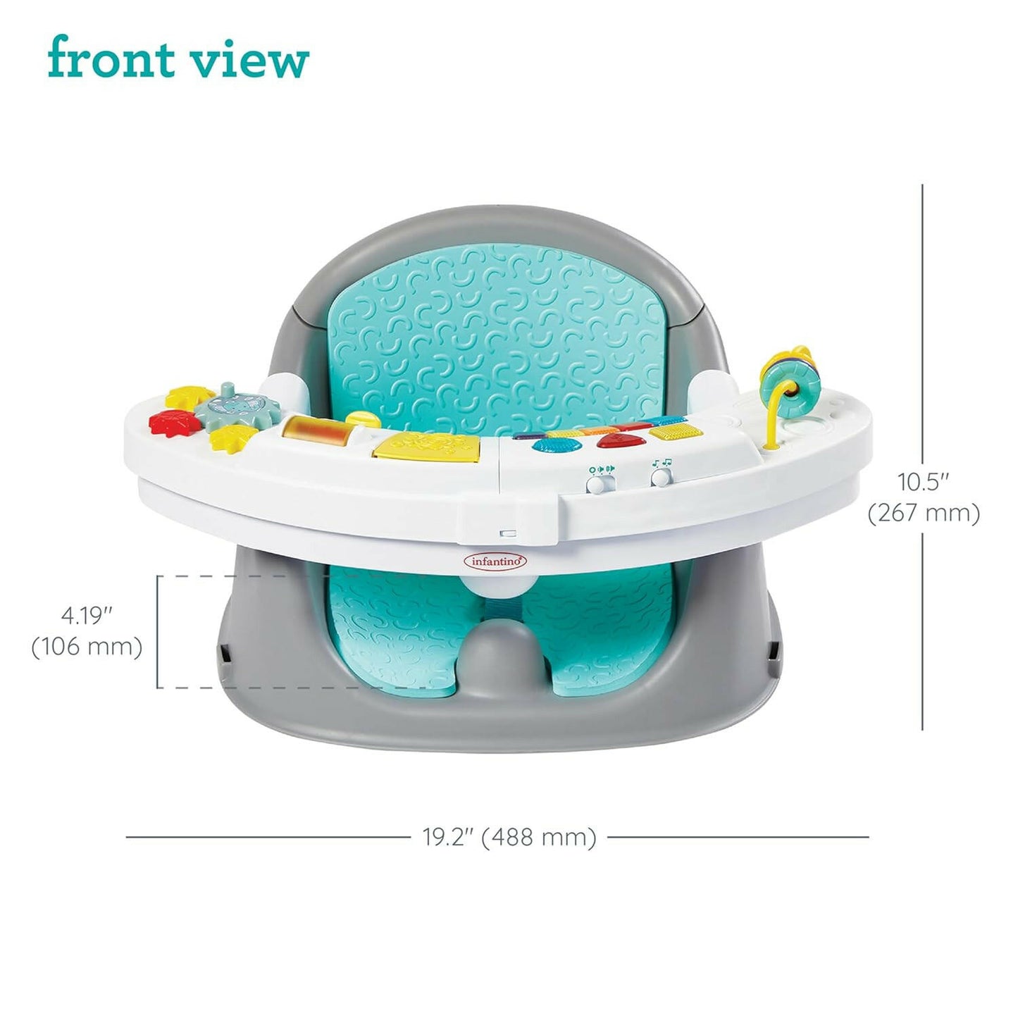 Infantino Music & Lights 3-in-1 Discovery Seat and Booster - Convertible, Infant Activity and Feeding Seat with Electronic Piano for Sensory Exploration, for Babies and Toddlers, Teal.