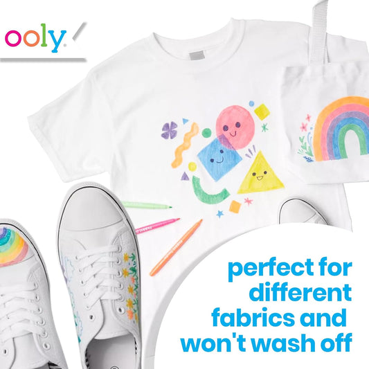 Ooly Fabric Doodlers Permanent Fabric Markers, Set of 12