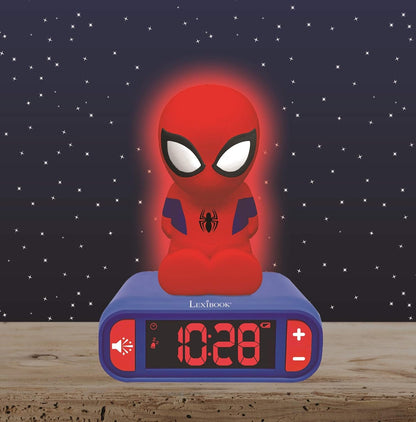 LEXiBOOK 3D Marvel Spider-Man Digital Alarm Clock with Night Light