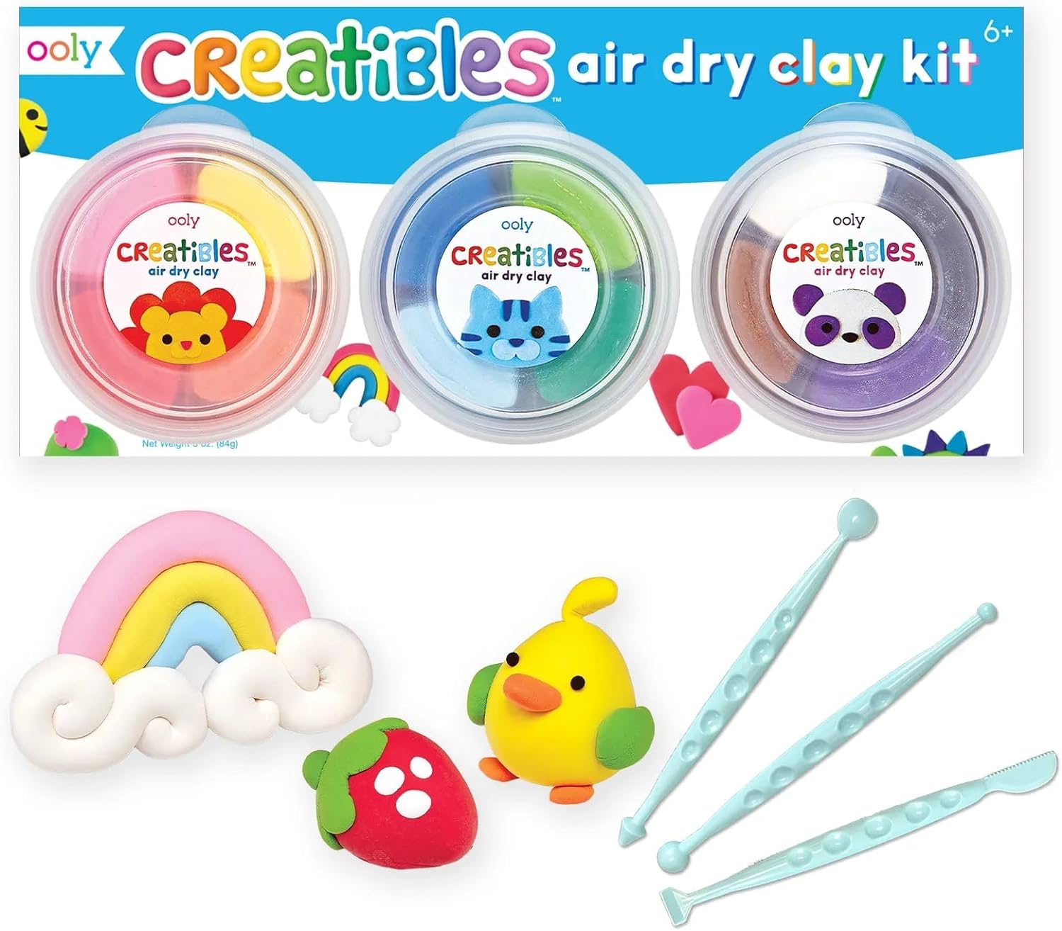 Ooly Creatibles, 12 Colors Air Dry Clay Kit for Kids Craft, 6m+