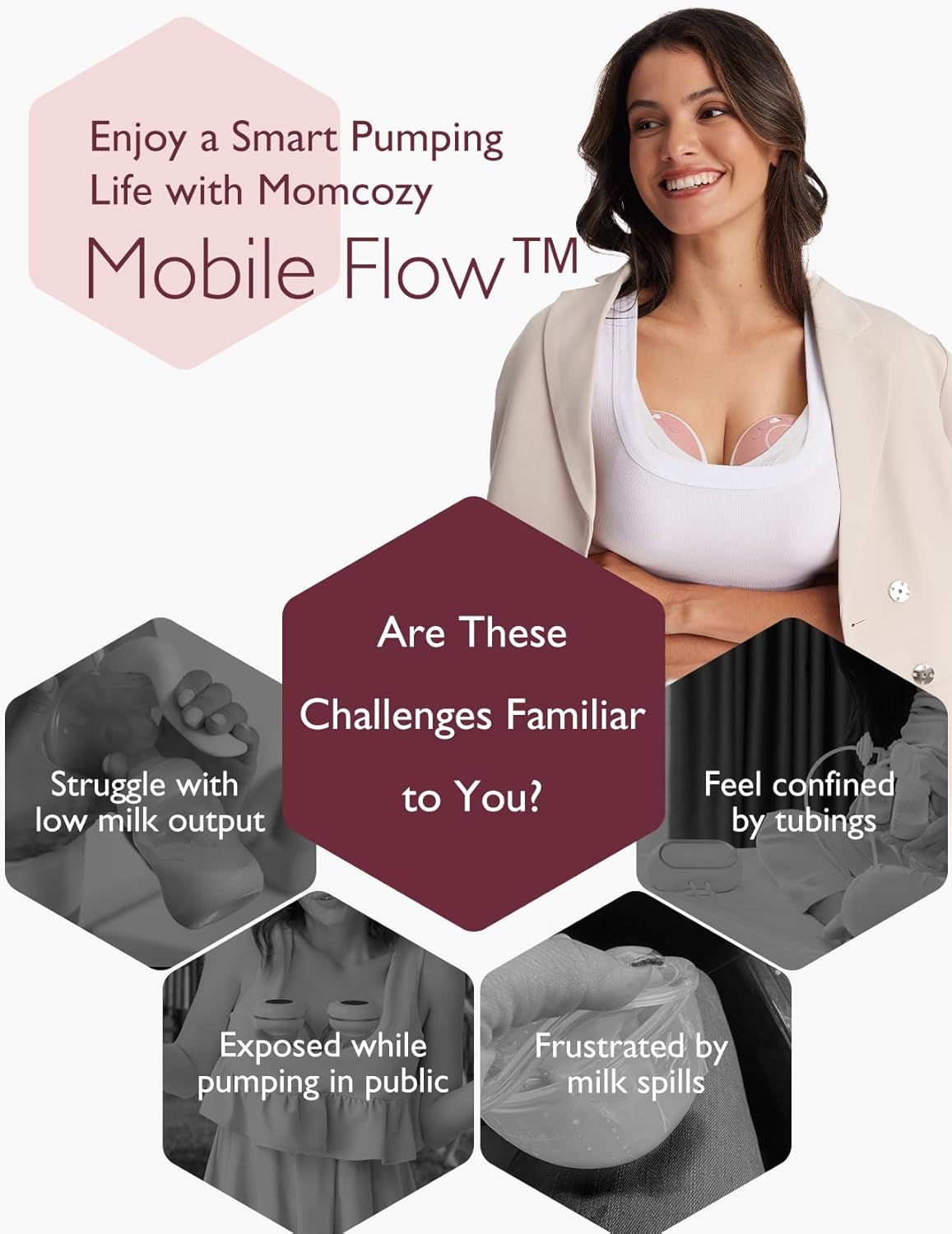 Momcozy Mobile Flow Wearable Breast Pump M9, Mobile App Controlled - Cozy Red