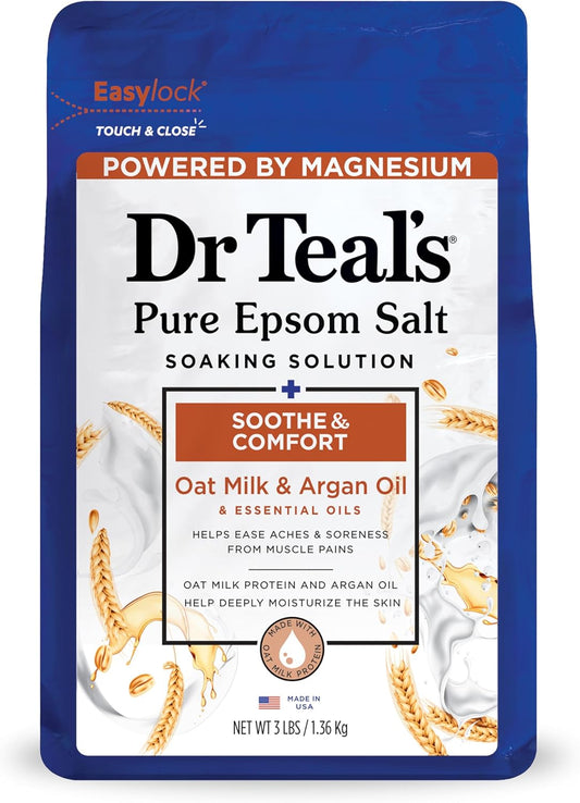 Dr. Teal's Epsom Salt Magnesium Soak, Soothe & Comfort with Oat Milk & Argan Oil (1.36kg) 