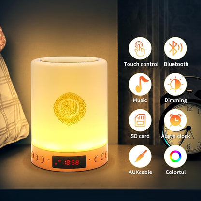 Telawah Quran Speaker with Remote Control,Portable LED Bluetooth Touch Cube MP3 Music Player Night Light Rechargeable Speaker