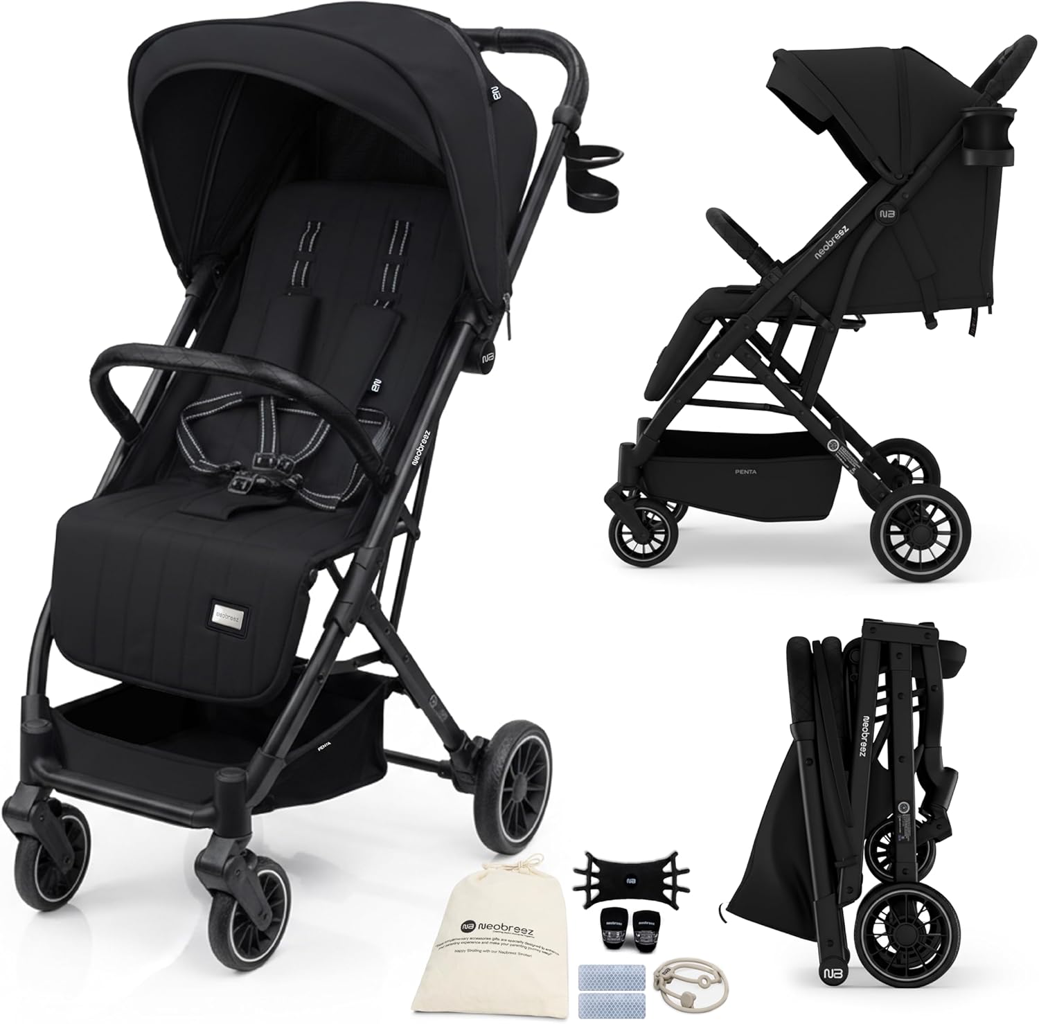 Neobreez Penta Ultra Lightweight Cabin Size Travel Stroller With Cup Holder