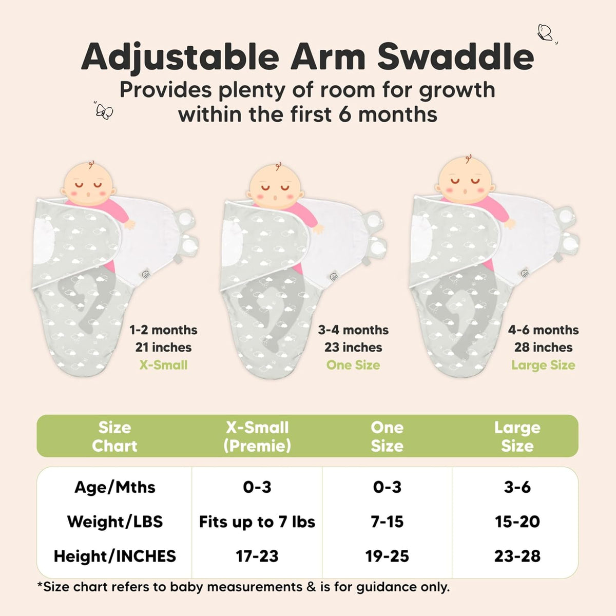 Keababies Soothe Zippy Swaddle Wrap (Blossom) - Pack of 3