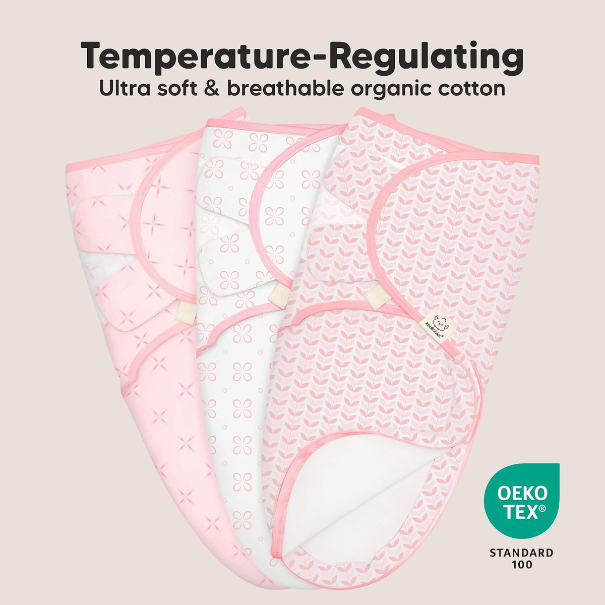 Keababies Soothe Zippy Swaddle Wrap (Blossom) - Pack of 3