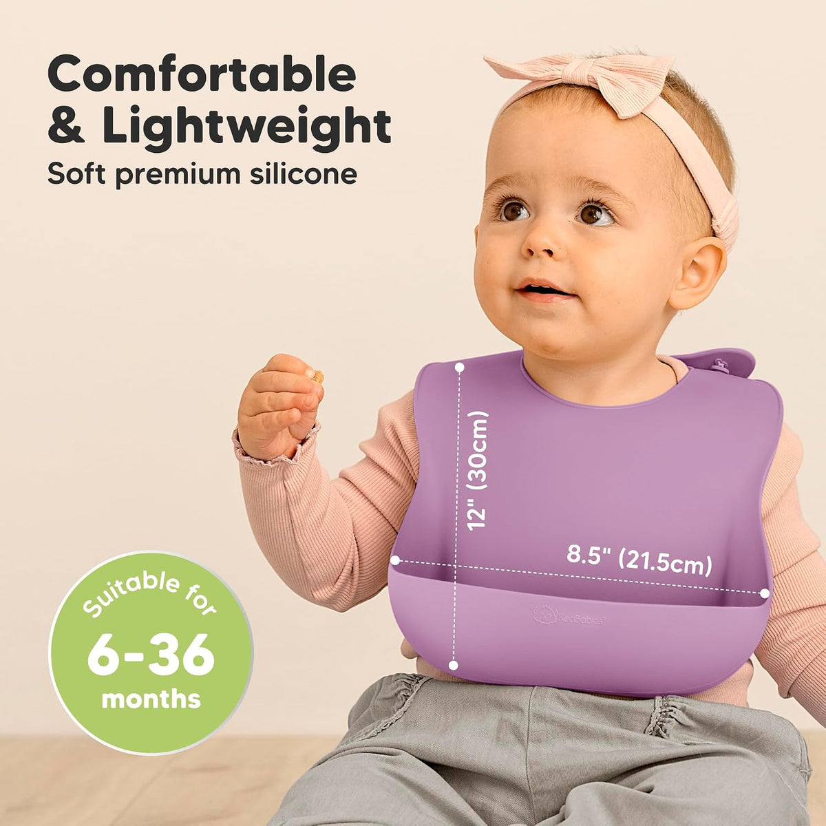Keababies Prep Silicone Bibs (Amethyst) - Pack of 2