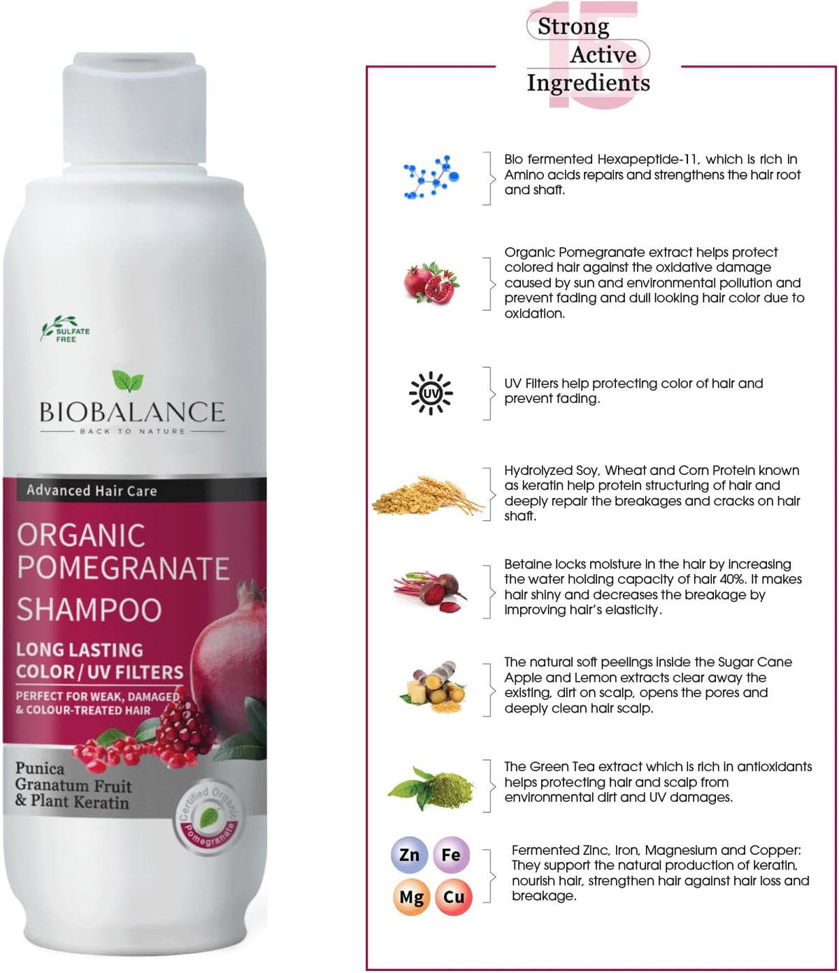 Biobalance Organic Faster Hair Growth Shampoo (Pomegranate, 330ml)
