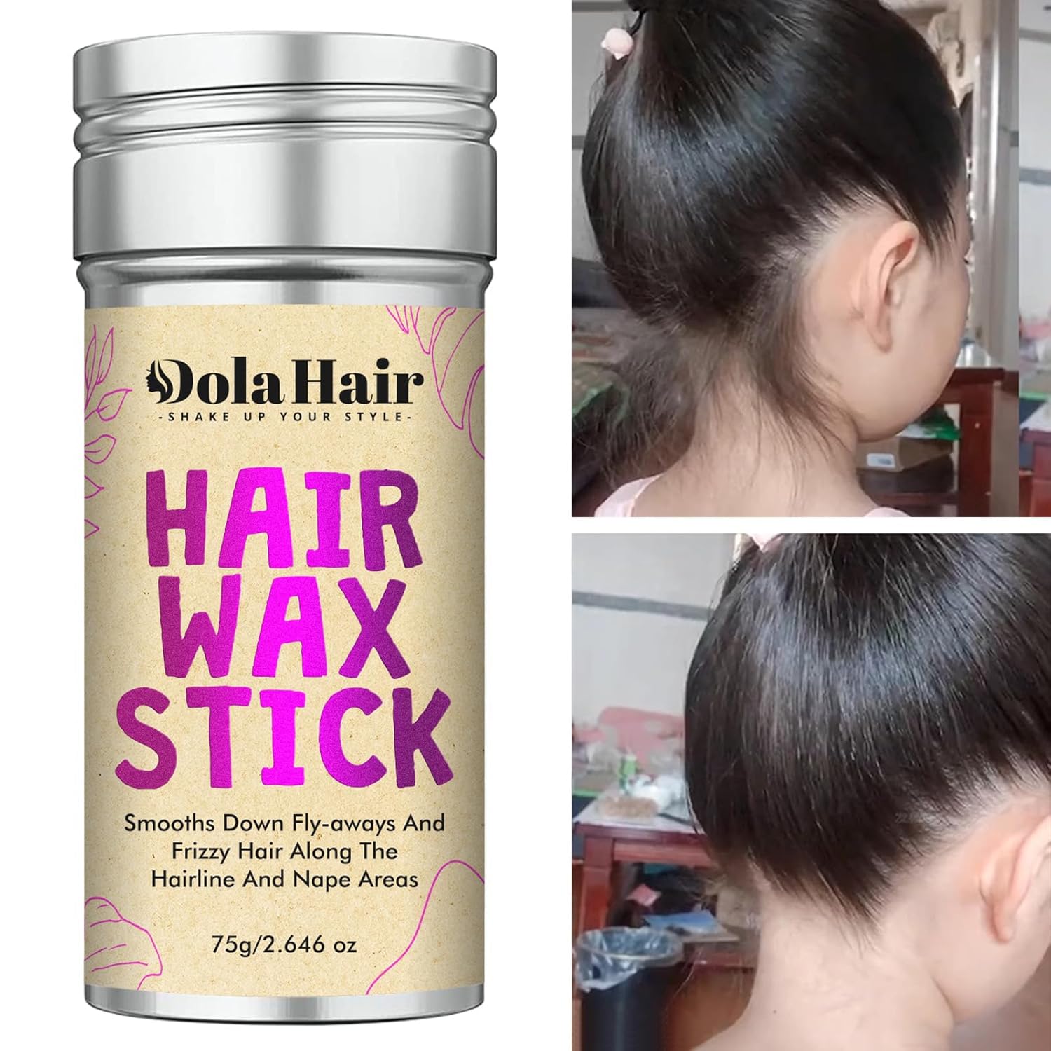 Dolahair Hair Wax Stick Flyaway Control and Styling Pomade for Kids, Women, and Men Hair Bun Maker and Accessorie