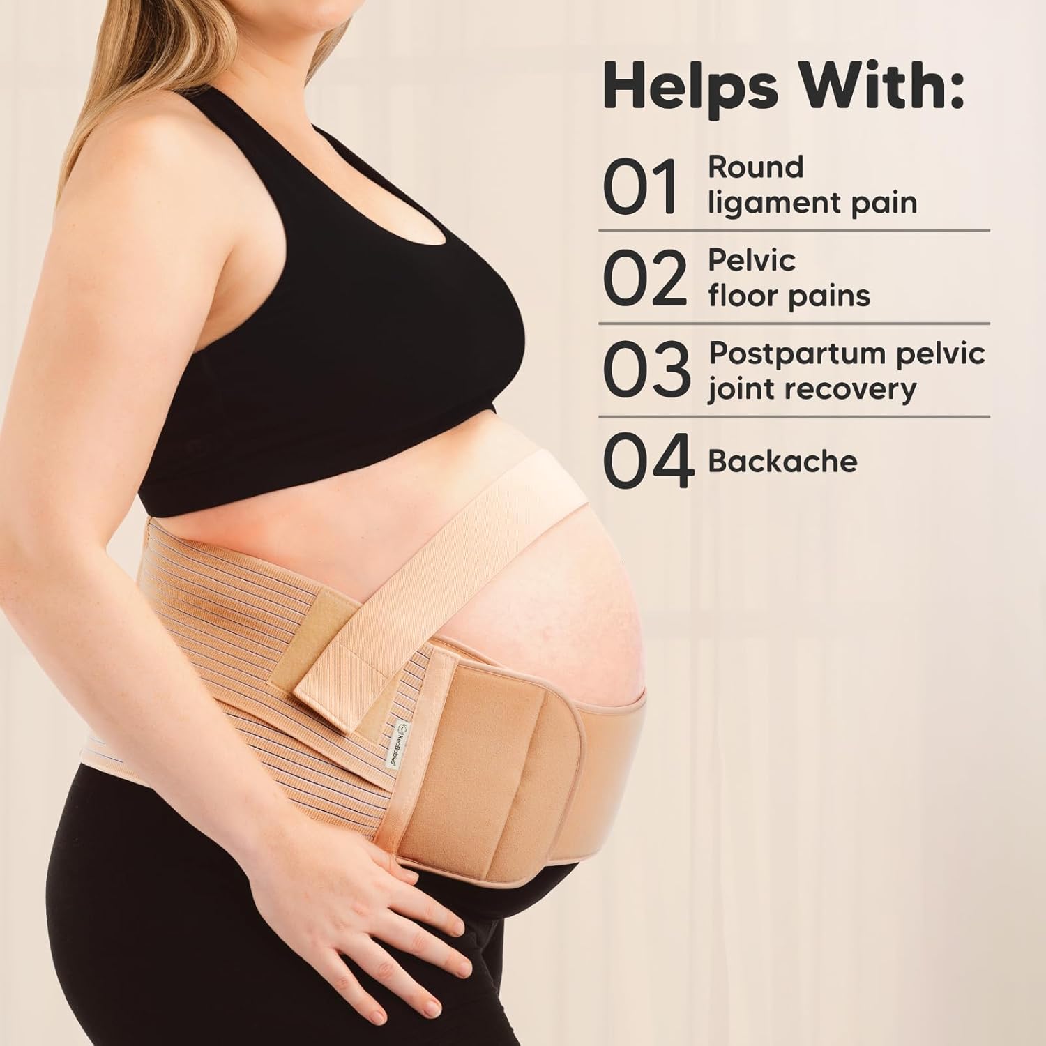 2-in-1 Pregnancy Belly Support Belt, Classic Ivory, One Size