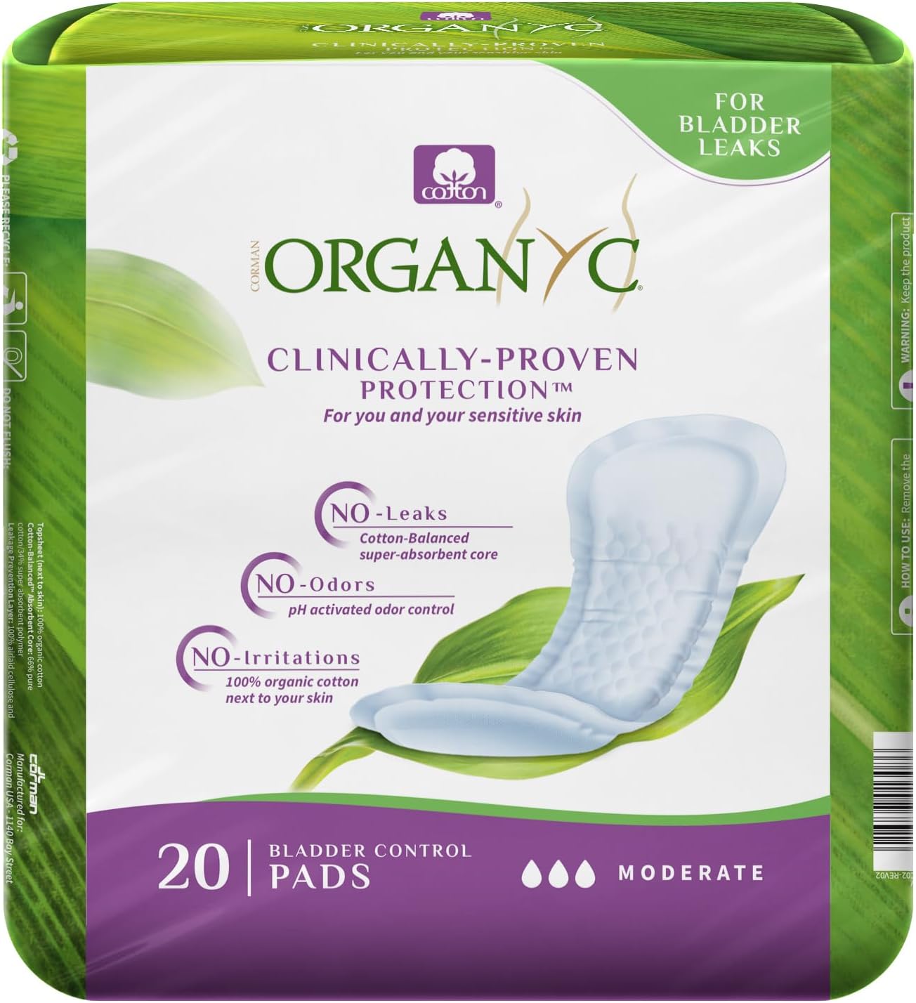 Organyc Organic Cotton Inside and Out Incontinence (20 Pads)