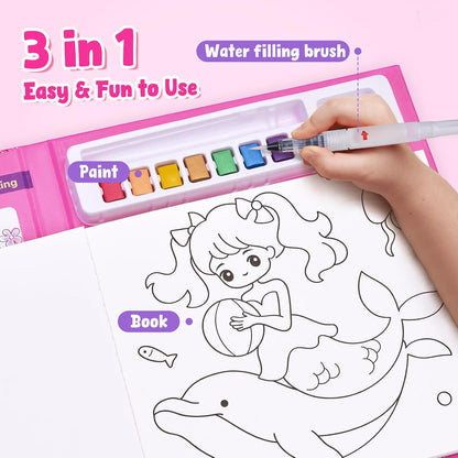 JoyCat Paint with Water Coloring Book & Shimmer Art – Magical Pony
