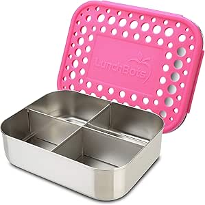 LunchBots 4 Compartment Stainless Steel Bento Lunch Box (Medium Quad)