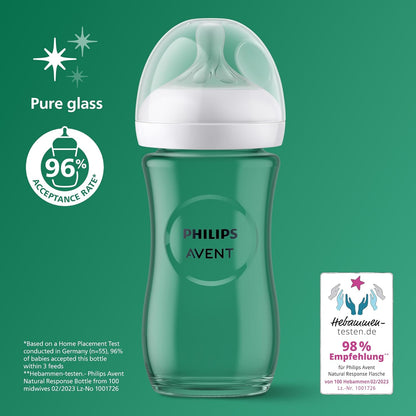 زجاجة رضاعة زجاجية طبيعية من Philips Avent (3-6 أشهر، 240ml)