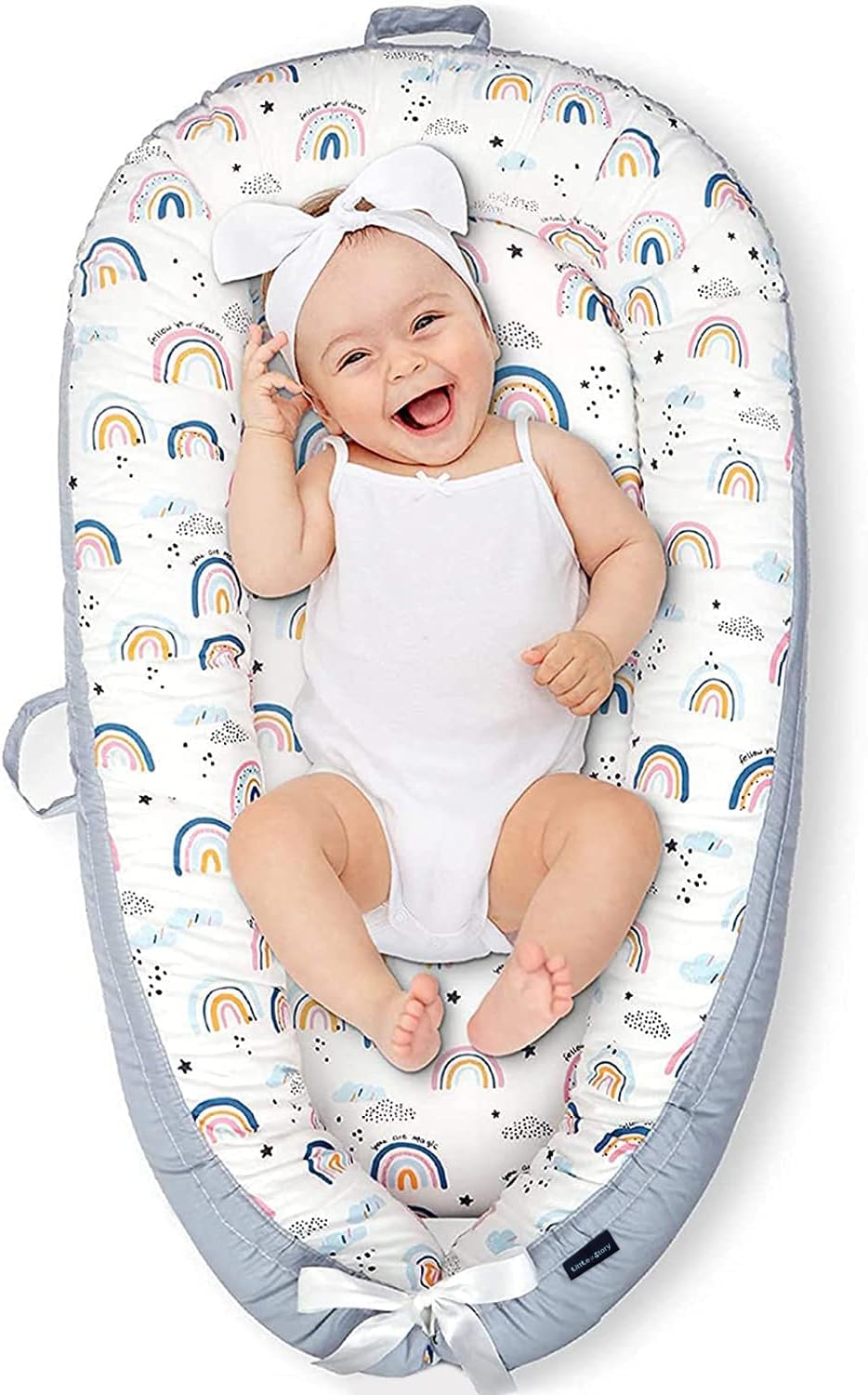 Little Story Soft Breathable Fiberfill Newborn Lounger Bed