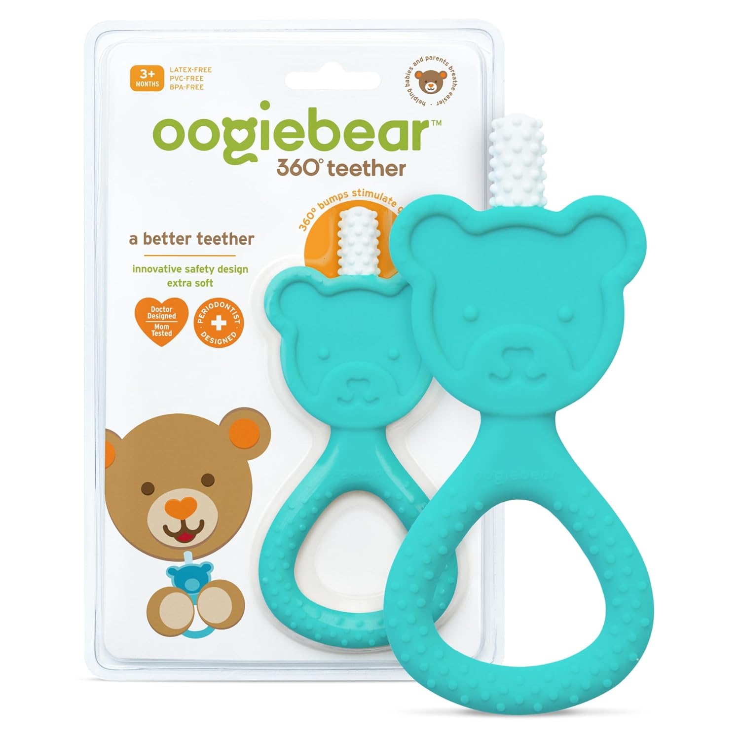 Oogiebear 360˚ Silicone Teether Toy, Seafoam