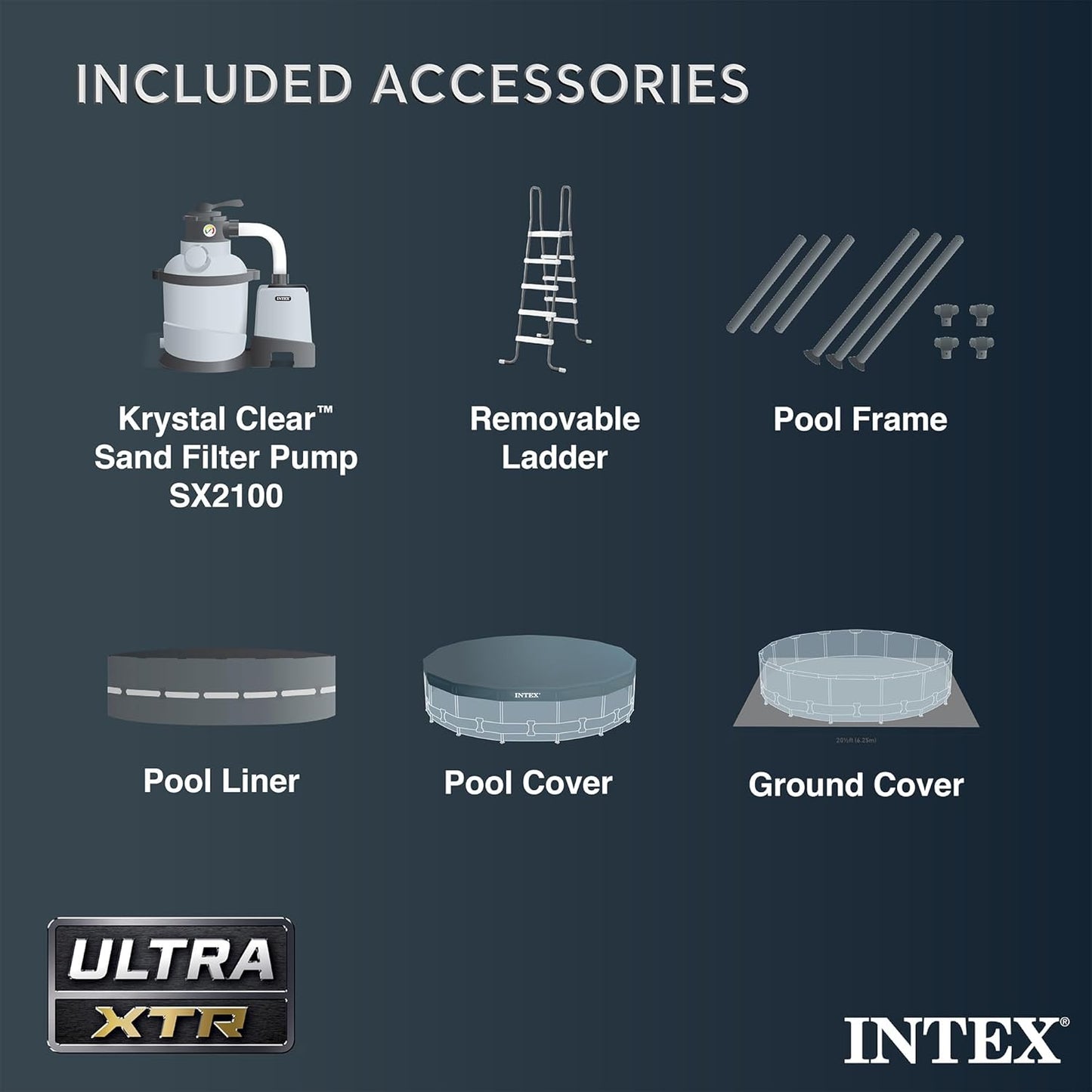 Intex Ultra XTR Frame Pool Set (4.88x1.22m) with Cloth, Cover, Ladder and Filter Pump with Intex Inflatable My Baby Float Bundle