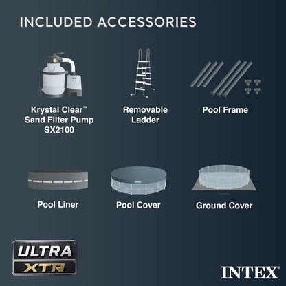 Intex Ultra XTR Frame Pool Set (4.88x1.22m) with Cloth, Cover, Ladder and Filter Pump with Intex Inflatable My Baby Float Bundle