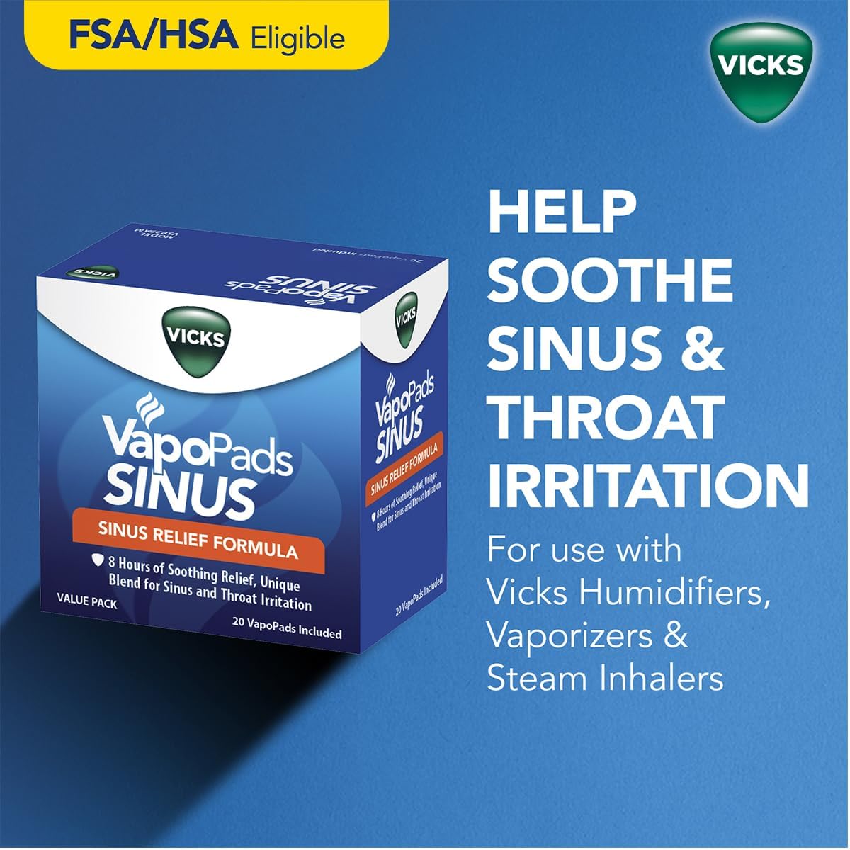 Vicks VapoPads Sinus Relief Formula Value Pack for Sinus and Throat Irritation, 20pcs