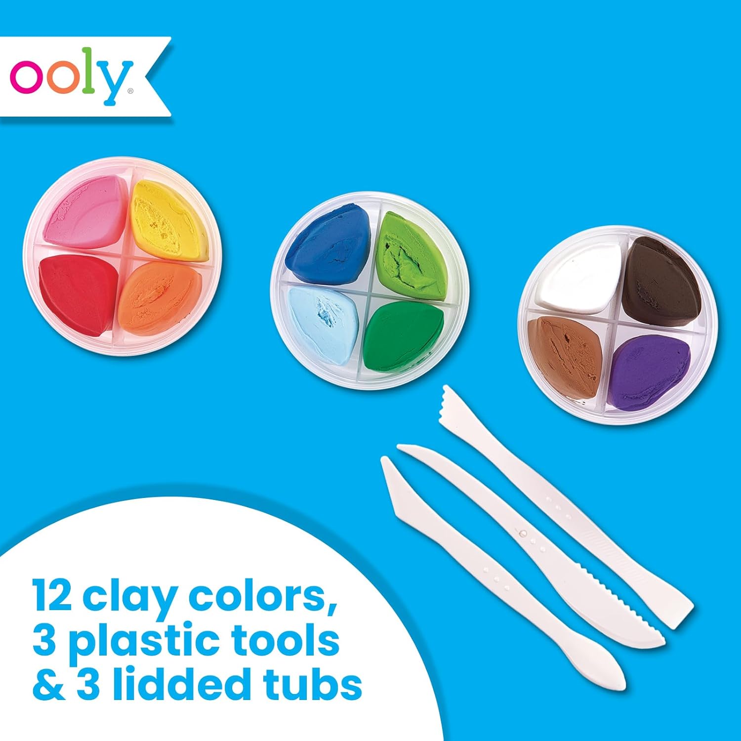 Ooly Creatibles, 12 Colors Air Dry Clay Kit for Kids Craft, 6m+