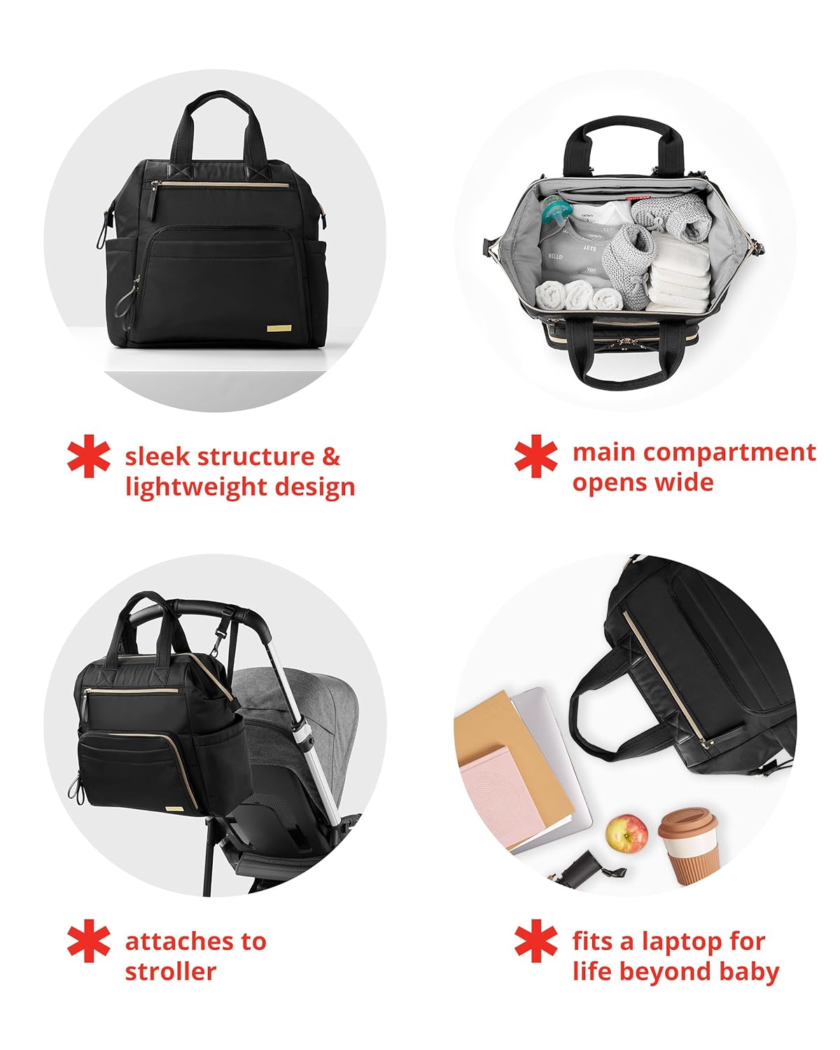Skip Hop Diaper Bag Backpack, Mainframe Large Capacity, Black