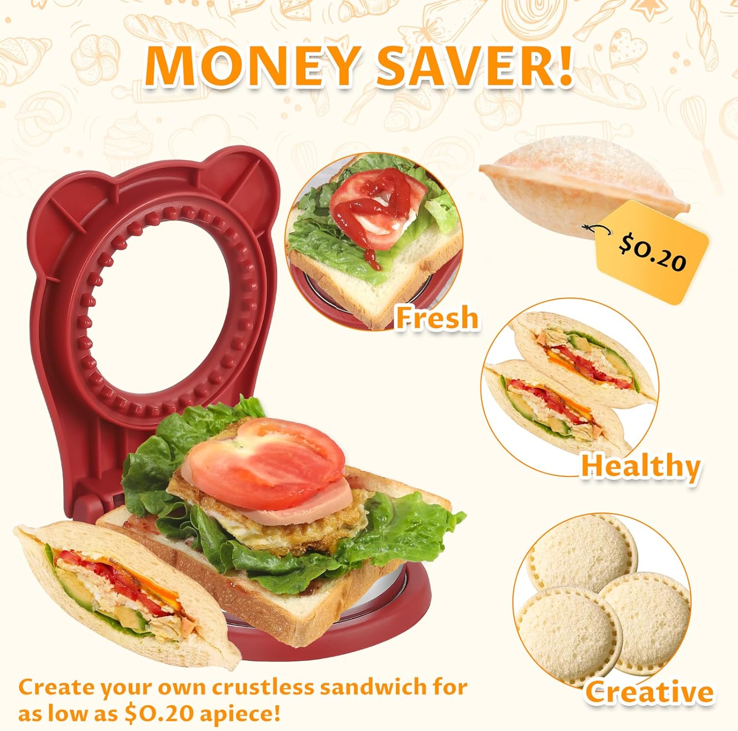 Sandwich Cutter And Sealer Lunch Box Accessories (1 Pc)