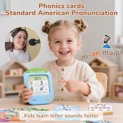 JoyCat Kids Learning Tablet with Talking Phonics Flash Cards – 156 Pages (Blue)