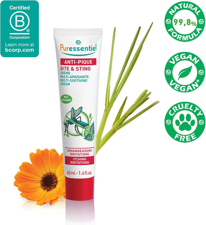 Puressentiel Bite & Sting Soothing Cream 40ml with 4 Essential Oils.