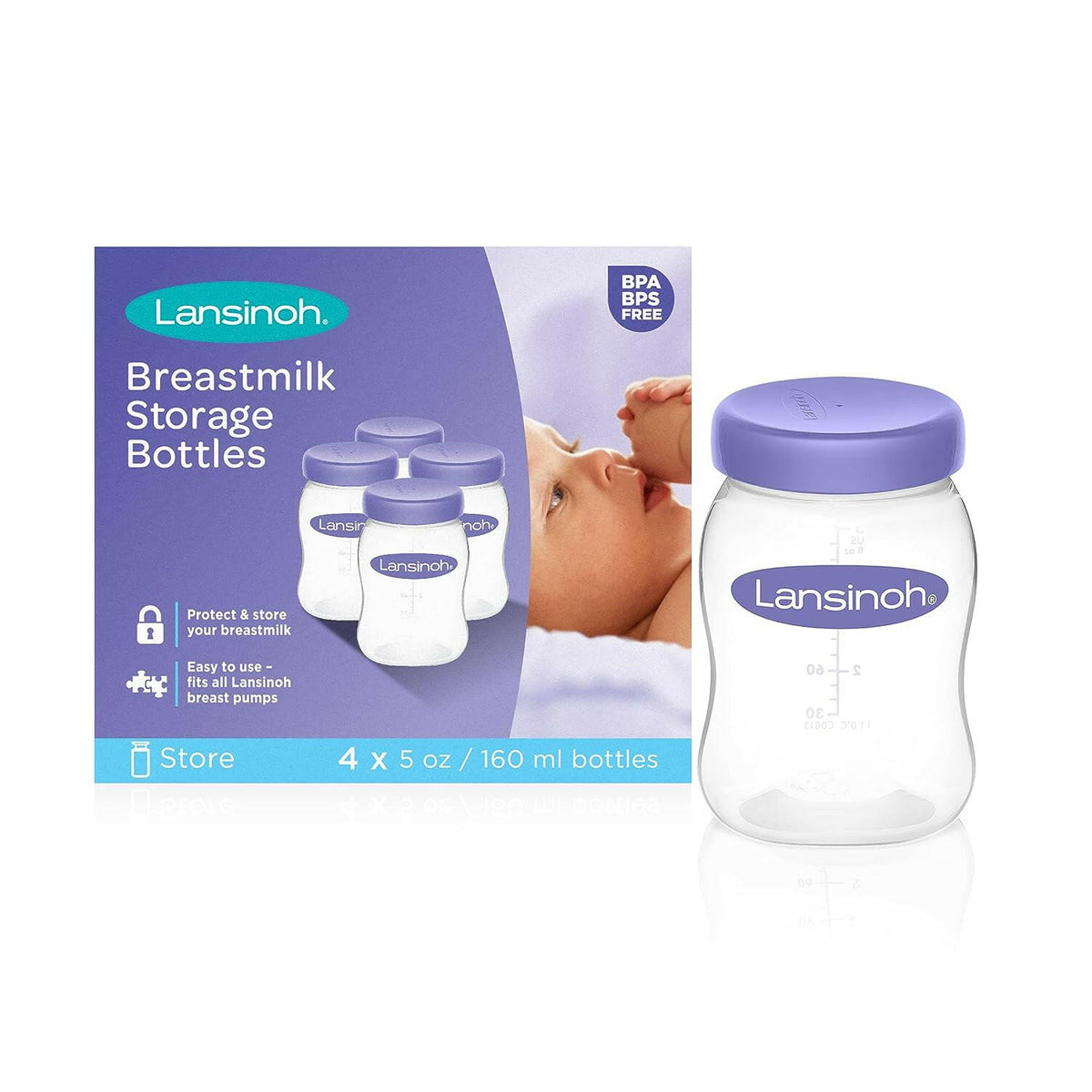 Lansinoh Breastmilk Storage Bottles (Pack of 4) - Main Image