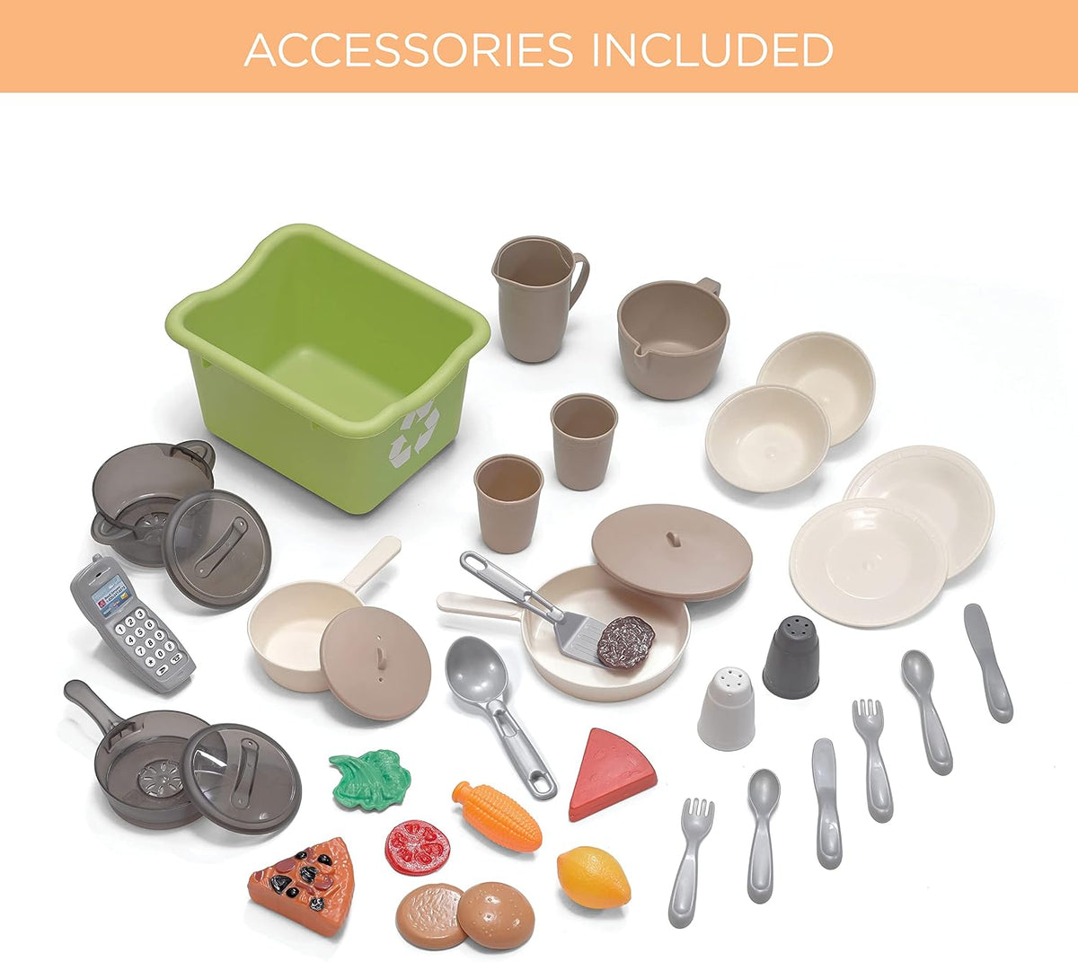 Step2 - Lifestyle Dream Kids Kitchen Playset - Gray - 37 Pieces.