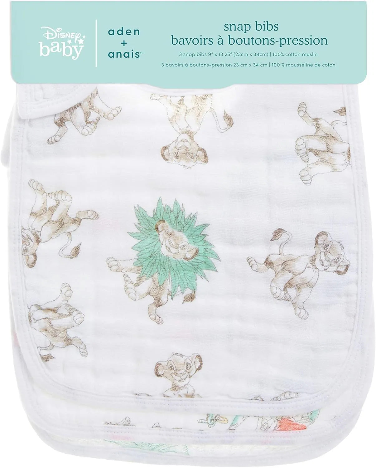Aden & Anais  Classic Snap Bibs Disney The Lion King - Pack of 3