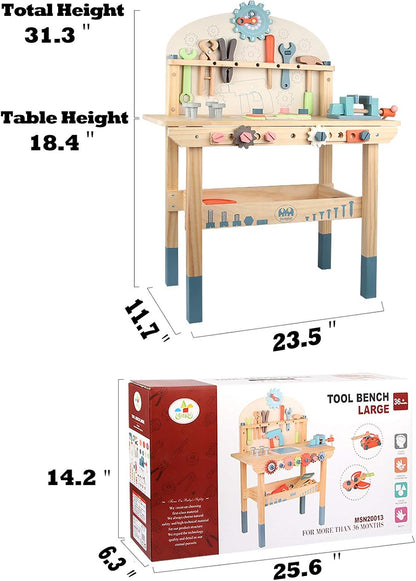 Little Angel Kids Wooden Tool Bench Play Set With Accessories