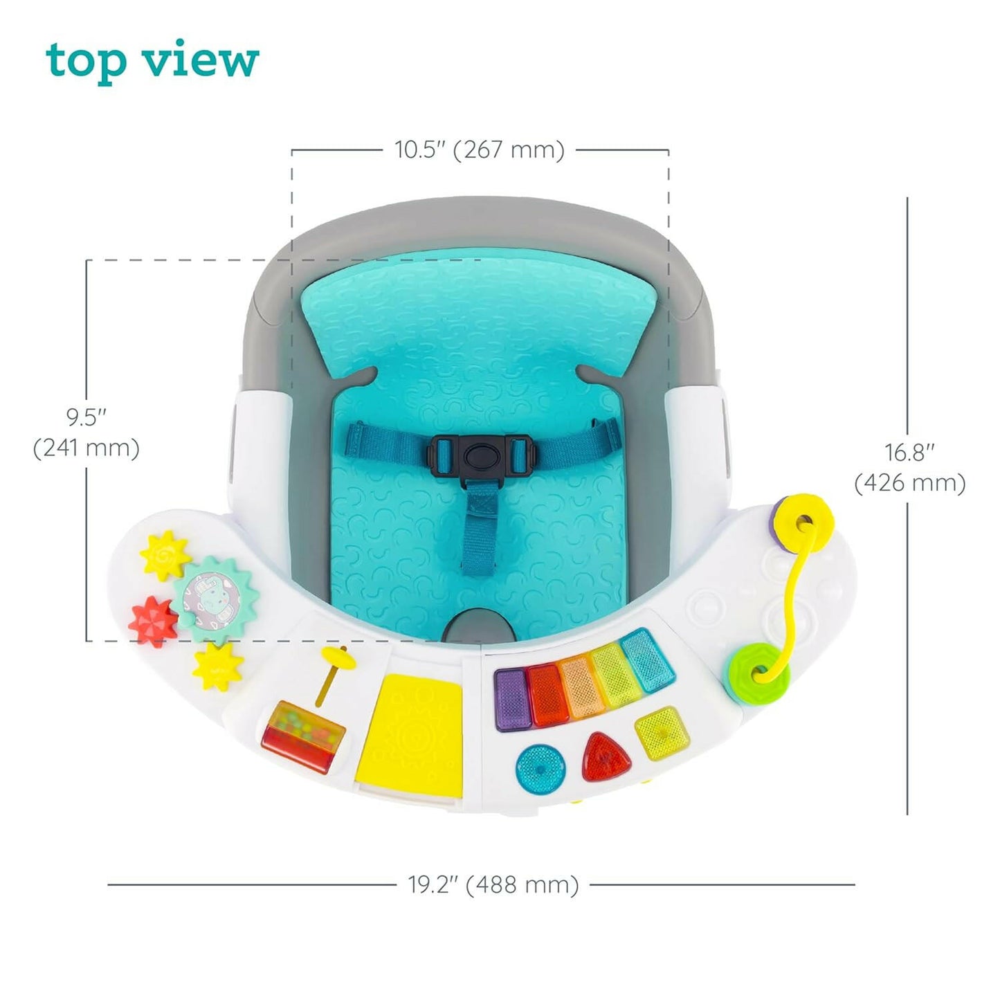 Infantino Music & Lights 3-in-1 Discovery Seat and Booster - Convertible, Infant Activity and Feeding Seat with Electronic Piano for Sensory Exploration, for Babies and Toddlers, Teal.