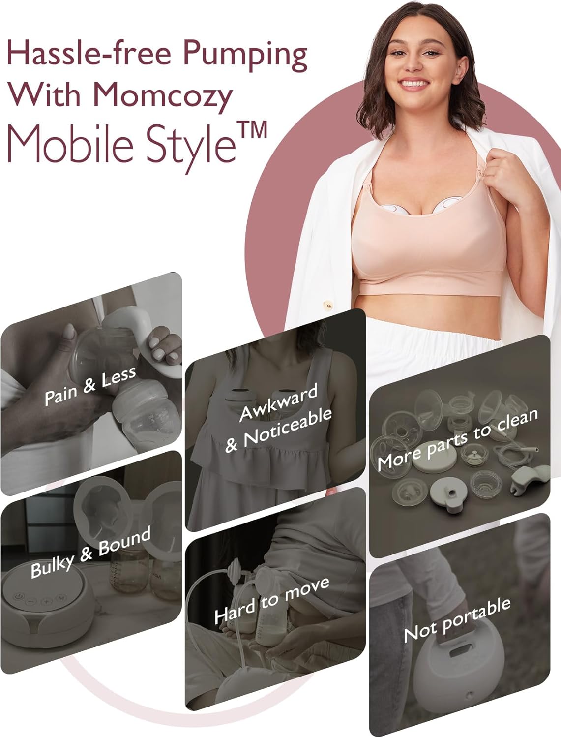 Momcozy M6 Wearable Breast Pump, Mobile Style - Maroon