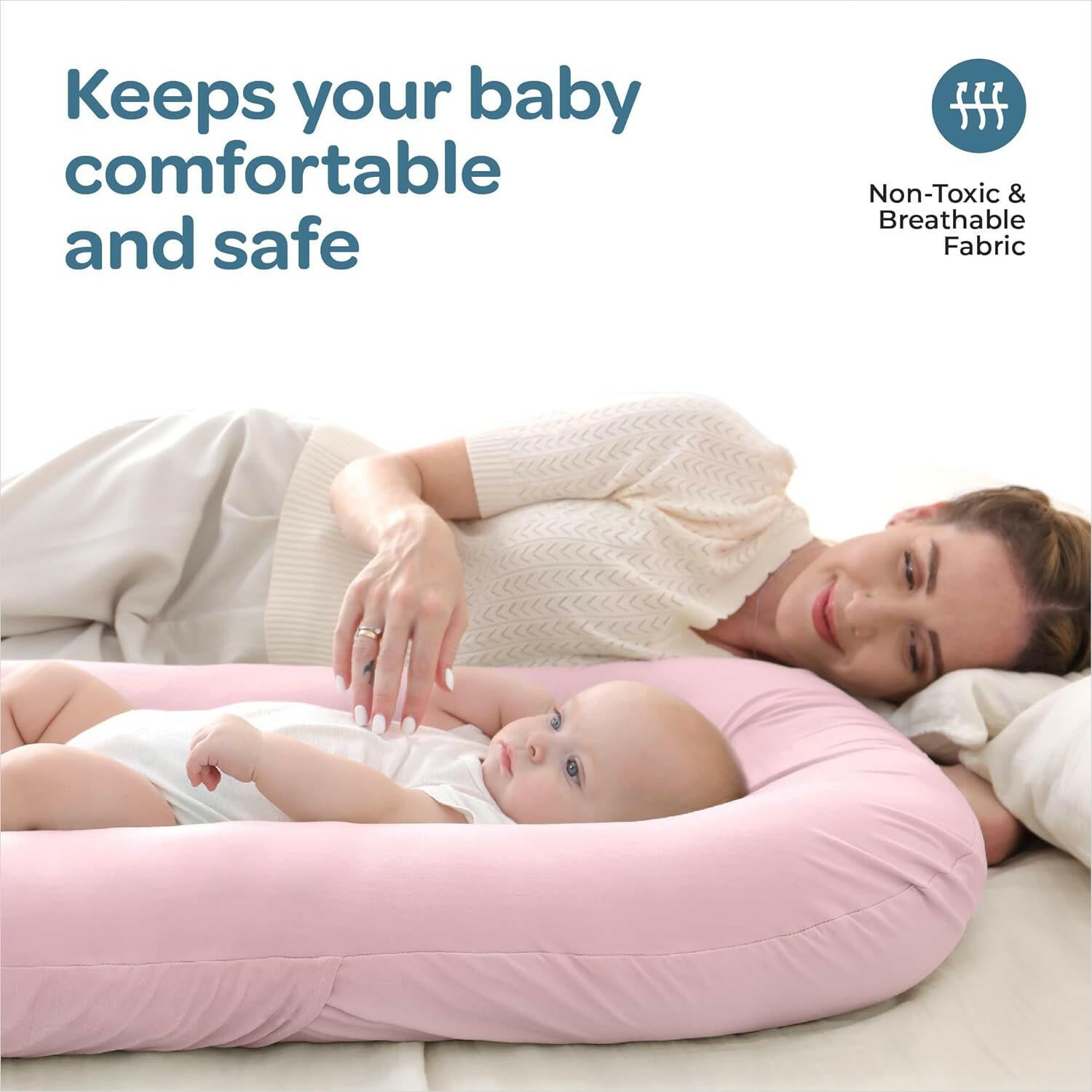 سرير أطفال MOON ومقعد أرضي للرضع، نسيج قطني أساسي لحديثي الولادة، سرير أطفال مريح للغاية، سرير حديث الولادة قابل للحمل وقابل للتعديل، مناسب للأطفال من عمر 0 ​​إلى 9 أشهر