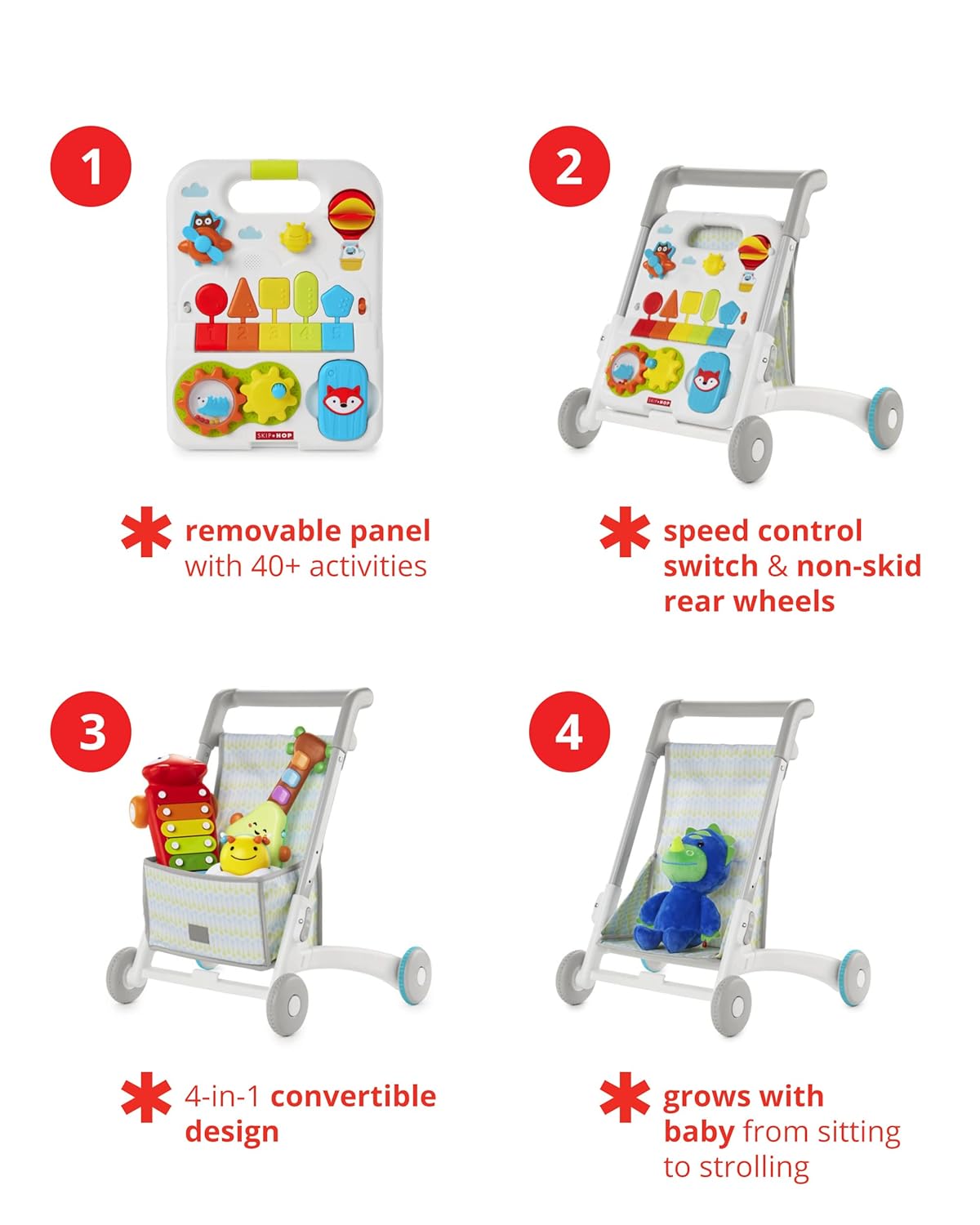 Skip Hop Explore & More Grow Along 4 In 1 Activity Walker Multi Color