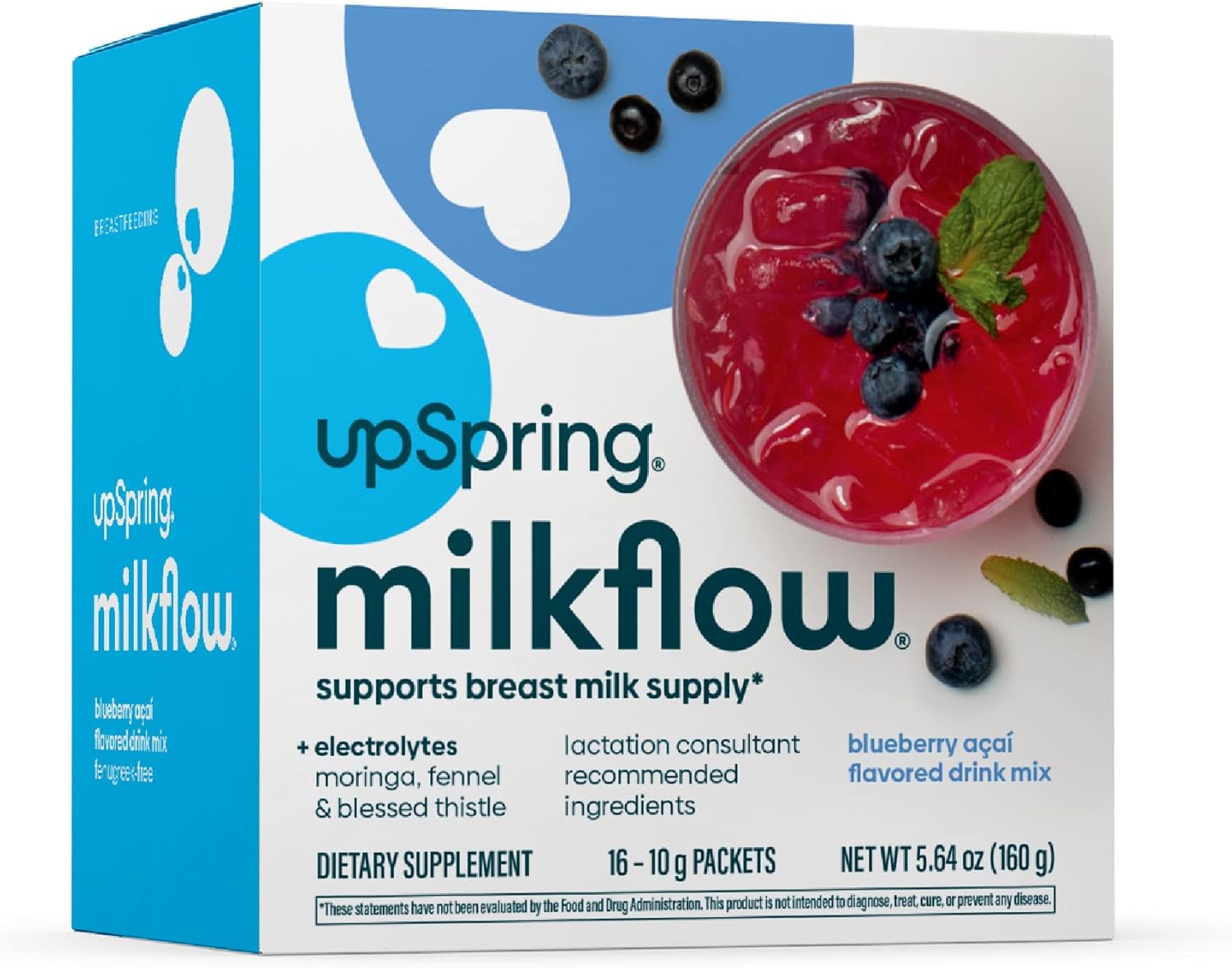 UpSpring Milkflow Electrolyte Breastfeeding Supplement Mix - Blueberry Acai (16 Sachets)