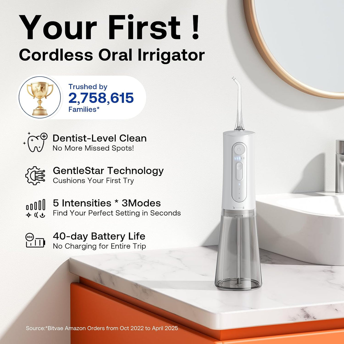 Bitvae C2 Water Flosser White + 6 Pcs Nozzles