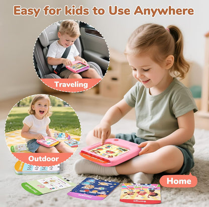 JoyCat Kids Learning Tablet with Talking Phonics Flash Cards – 156 Pages (Pink)