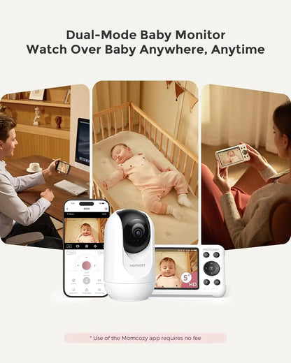 كاميرا Momcozy لمراقبة الطفل الذكية بشاشة 5 بوصات ووضع تشغيل مزدوج