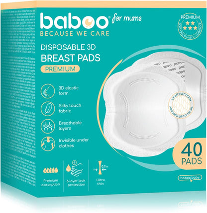 Baboo Premium Ultra-Slim Disposable Nursing Breast Pads (40pcs)