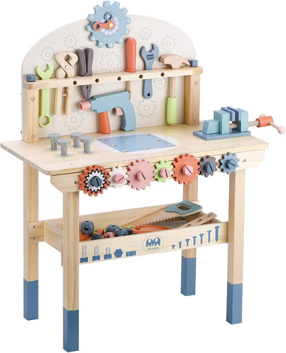 Little Angel Kids Wooden Tool Bench Play Set With Accessories