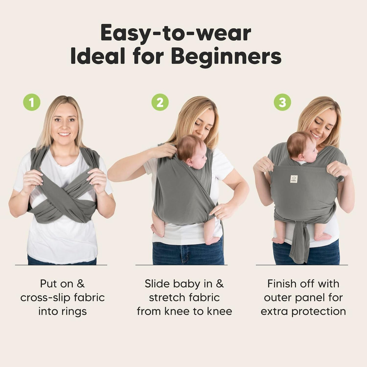 KeaBabies D-Lite Wrap Carrier – Stone Gray
